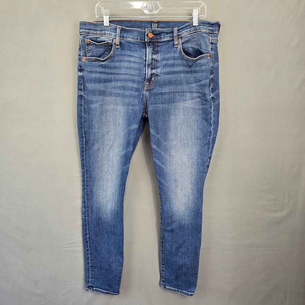 Gap Blue Skinny Jeans Size 16 Stretch Stonewash Denim Womens Zip Pockets Classic